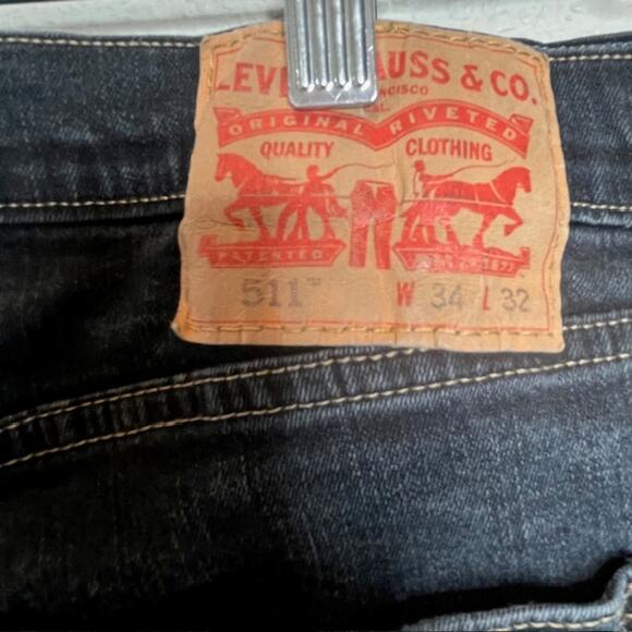 Levi's 511 Dk Wash Jeans Denim Slim Straight Size 34/32 - Picture 6 of 12